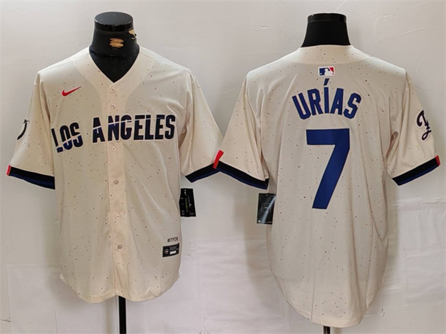 Men's Los Angeles Dodgers #7 Julio Urías Cream Stitched Baseball Jersey